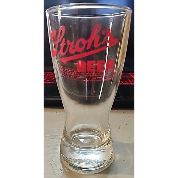 Vintage Stroh’s Beer Glass 5.5" Red Logo Detroit Brewery Barware Collectible - Picture 1 of 8